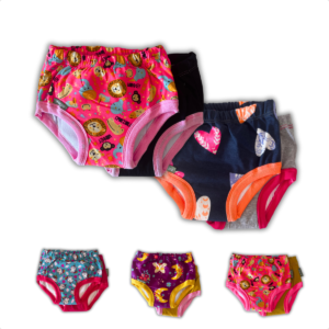 Cueca de desfralde para meninos em azul claro, design ergonômico e absorvente para facilitar a transição para o penico ou vaso sanitário.